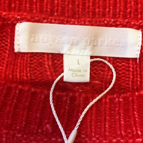 Adyson Parker NWT Pullover Sweater Racing Red Silver Sequins  Size Large - Picture 3 of 13